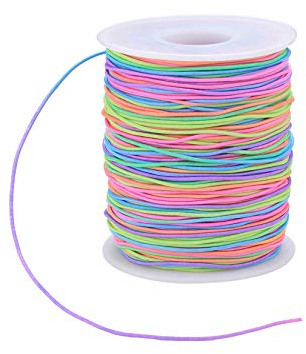Filo Perline Nylon Elastico, Cordoncino, Cordone Arcobaleno, Fili Corda Multicolore per Collana Braccialetti - 1 mm, 100 m