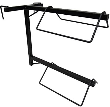 Secure Fix Direct Double Hanging Saddle Rack (Horse Portable 2 Tier Stand Tack Holder Equestrian Stalls Metal Black)