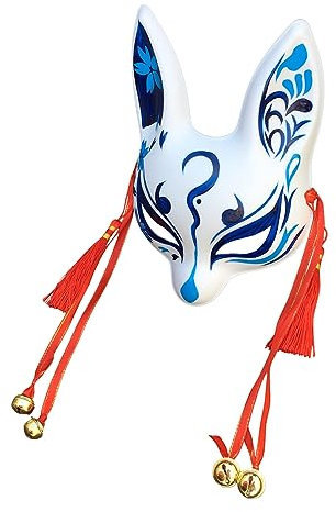 YangYong Traditionelle japanische Kitsune-Maske für Cosplay mit Kaninchen- und Fuchs-Kabuki-Kostüm-Zubehör für Raumdekoration