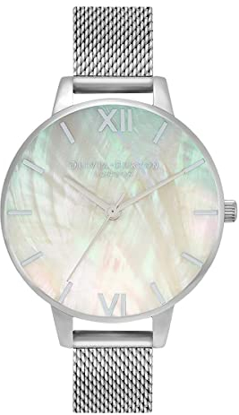 Olivia Burton Analog Quarzuhr für Damen Kollektion Under The SEA mit Silbernes Edelstahl-Mesh-Gliederarmband - OB16US67