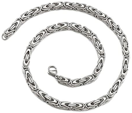 ANAZOZ Kette Edelstahl Herren 80 cm, Halskette Ohne Anhänger Damen Königskette Silber 6mm Breit