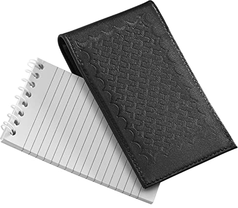 Notizblockhalter aus Leder, für 7,6 x 12,7 cm große Notizblockhalter, D- und K-Polizei-Notizbuch, 3 x 12,7 cm, linierter Notizblock im Lieferumfang enthalten, Schwarz