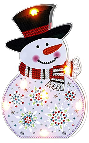 EXQULEG 5D Diamond Painting Weihnachten, Diamant Painting Anhänger Mit LED, Malerei Nachtlicht Deko Lampe DIY Party Weihnachtsdeko Handwerk Geschenk (BJD03)