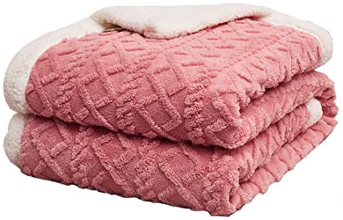 Hayisugal Flauschige Sherpa Kuscheldecke - hochwertige Schafdecke, super weiche Fleecedecke als Sofadecke, Tagesdecke oder Wohndecke Couchdecke Sofa überwurfdecke, Rosa, 180 x 200cm