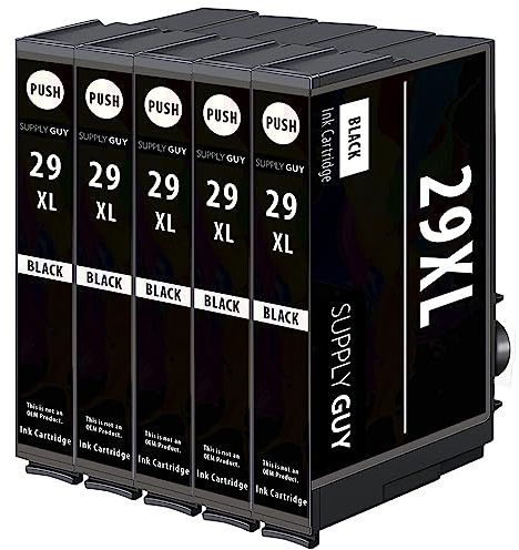 Supply Guy 5 XL Cartouches d'encre Compatible avec Epson 29XL Noir pour XP235 XP240 XP245 XP247 XP255 XP257 XP330 XP332 XP335 XP342 XP345 XP350 XP352 XP355 XP430 XP432 XP435 XP442 XP445 XP452 XP455