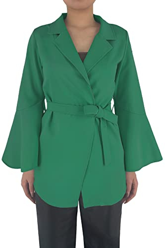 JOPHY & CO. Giacca Donna Maniche Lunghe a Campana con Cintura (cod. 6966) (XL, Verde)