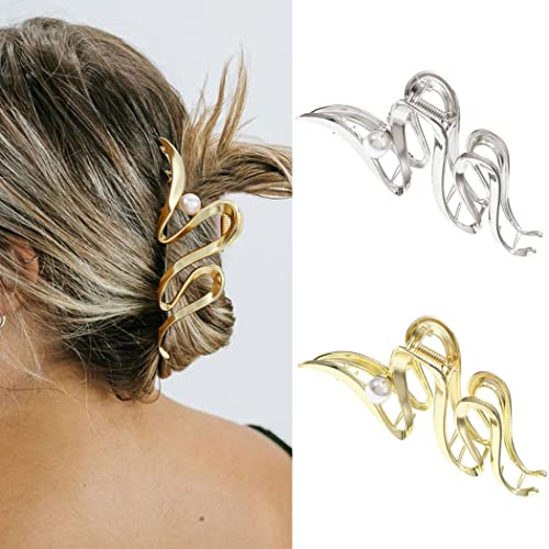 Runmi Haarklammern, Perlen-Haarklammern, rutschfest, Metall, starker Halt, Haarschmuck für Damen und Mädchen, 2 Stück
