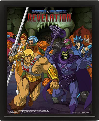 Pyramid International Masters Of The Universe: Revelation Poster in 3D, Linsenraster-Poster (Forces of Good and Evil Design) He-Man Wanddekoration, 25 cm x 20 cm x 1,5 cm im Kastenrahmen, offizieller