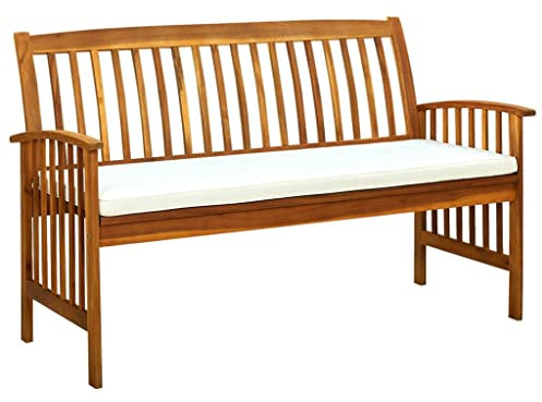 BIGBARLEY Terrassenbänke, Gartenbänke, Außenbänke, wetterfeste Sitzmöbel,Gartenbank mit Kissen 147 cm Massivholz Akazie