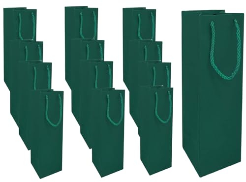 12Pcs Wine Gift Bags with Handles,Green wine Bottle Bags,Kraft Paper Wine Tote Bag,Strong Rope Handles Reusable Kraft Paper Wine Gift Bags for Christmas Wine,Whiskey Spirits,Champagne Party Bags