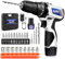 Perceuse Visseuse Sans Fil avec 1 batteries lithium - ion, 12V combi et percussion, 18 + 1 couple 2 vitesses, kit de visseuse sans fil avec 23 pièces accessoires