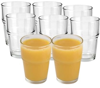 HOMESHOPA Stackable Drinking Glass, 8 Pack 170ml Crystal Clear Small Tumbler, Drinking Glasses for Water, Beverages & Cocktails, Transparent Glassware for Home, Kitchen & Parties, Dishwasher Safe