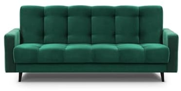 Mars Meble Schlafsofa mit Bettkasten - Dreisitzer 220cm Breit Polstersofa mit Schlaffunktion Nancy BIS, aus Velours Sofa mit Federkern Holzbeine, Stoff: Kronos 19 - Flasches Grün