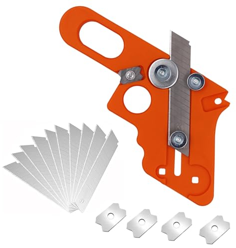 YUENTOEN Veneer Edge Cutter Tool with 10Pcs Blade and 4Pcs Circular Edge Scraper, Woodworking Hand Trimming Tool for Woodwork