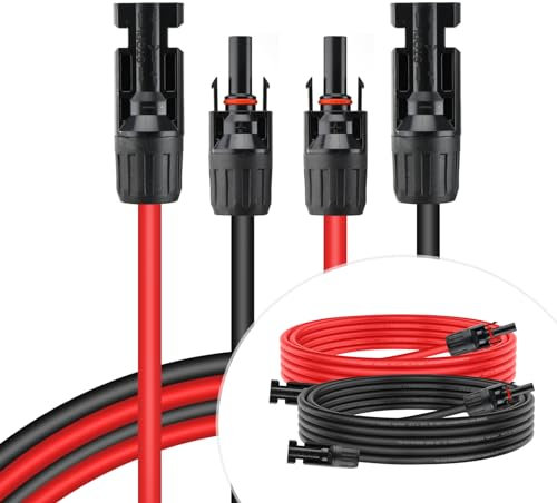 SARONIC 6mm²/10AWG Solar Extension Cable, 8m/26.2FT with Female and Male Connectors for Solar Panels and Photovoltaic Systems