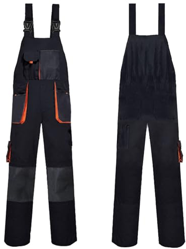 TOVCHEI Salopette per Uomo Senza Maniche da Lavoro Tute Regolabili in Altezza con Tasche Ed Elastico in Vita,Nero,6XL