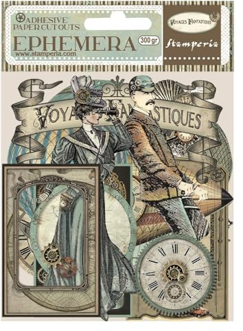 Stamperia DFLCT39 Ephemera Voyages Fantastiques, Mehrfarbig, 10 x 21 cm