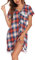 Ekouaer Chemise de Nuit Femme Sexy Manches Courtes Maternité Robe de Nuit Grossesse Bouton Ouvert Devant Vêtements de Nuit, Plaid, S