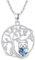 CHENGHONG Cat Necklace for Women 925 Sterling Silver Tree of Life Pendant Necklace with Blue Crystal Animal Cat Jewellery Memorial Gifts for Cat Lovers
