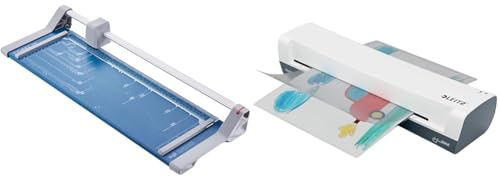 Dahle 508 Papierschneider (6 Blatt Schneidleistung, bis DIN A3) blau & Leitz iLAM Home A3 Laminiergerät, Für 75 bis 125 mic Laminierfolien