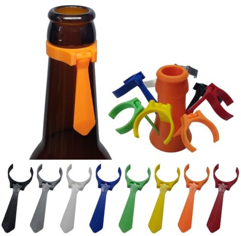 Bierkrawatte mit Halterung – Flaschenmarkierung im 8er-Pack - personalisierbar