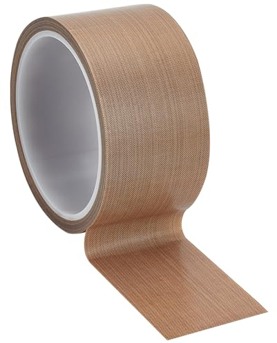 BENECREAT 2 Rolle 50mm X 10 m PTFE Teflonklebeband PTFE Beschichtetes Gewebeband Hochtemperatur PTFE Band Für Vakuumiergeräte Holz Möbel 0.18mm Dick