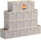 Lifewit 16 Stück Aufbewahrungsbox aus Stoff, Faltbar Aufbewahrungswürfel Kallax Boxen Aufbewahrung aus Vliesstoff mit Griff für Würfelregal Kallax Boxen Regal Einsatz, 26,5 X 26,5 X 28 Cm, Hellgrau