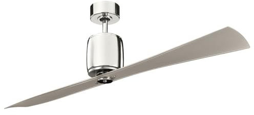 Elstead Ferron Ventilatore da soffitto a 2 pale da 152 cm in nichel lucido, telecomando