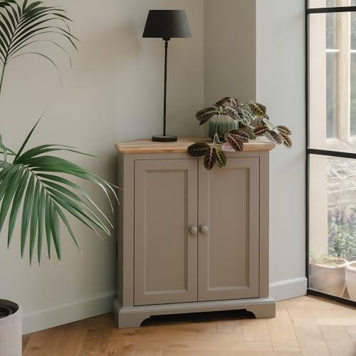 Florence Truffle Corner Sideboard, Compact Cupboard with Shelf | W78cm x D35cm x H85cm | Fully Assembled Cabinet Dining Living Room Furniture