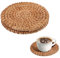 Oruola 2 Stück Rattan Untersetzer Rund,Tischset Rund Geflochten,Runde Glasuntersetzer,Coasters Boho,Hitzebeständige Getränk Coasters für Kaffeetisch Housewarming Geschenke Heißes Trinke,10CM