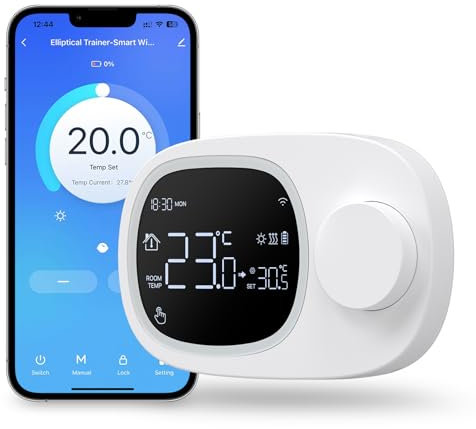 MIUCDA Termostato intelligente da parete Wi-Fi per sistemi di riscaldamento e raffreddamento, regolatore della temperatura ambiente con ruota di regolazione, funzionamento a batteria/filo per