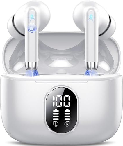 Cuffie Bluetooth 5.4, 2025 Nuovo Auricolari Bluetooth Hi-Fi Stereo con 4 ENC Mics, 40 Ore Mini Cuffie Wireless Cancellazione Rumore Cuffiette Bluetooth, Cuffie Senza Filo Impermeabili per Android/iOS