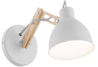 Euluna Wandleuchte, Wandlampe Innen Skansen (Vintage Industriell) aus Holz (1 flammig E27) - Wandleuchten Wandstrahler Wandbeleuchtung Schlafzimmer/Wohnzimmer Wohnzimmerleuchte