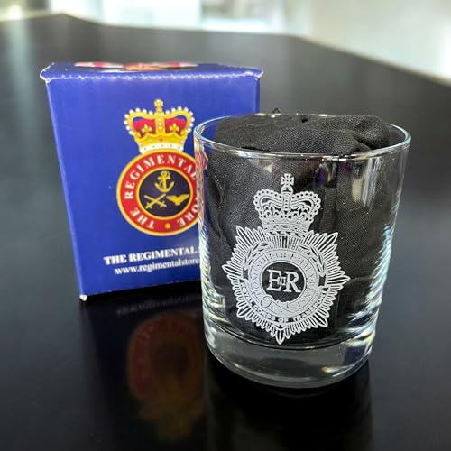 Royal Corps of Transport Whisky Glass with Engraved RCT Cap Badge
