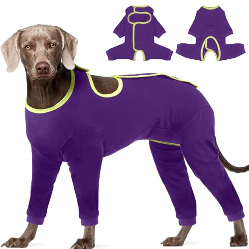 IECOii Dog Recovery Suit,Male/Female Dog Bodysuit After Surgery Purple,3XL | Long Sleeve Dog Onesie for Surgery,Dog Pajamas,Leg Protector & Leg Sleeve Help Prevent Licking & Scratching