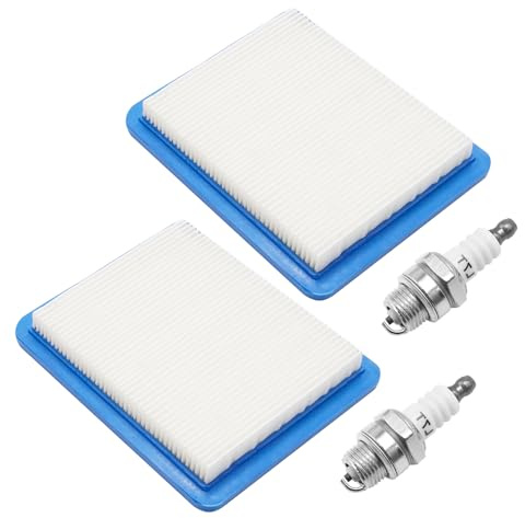 Hoypeyfiy 491588 2st Luftfilter und Zündkerzen Kit, Ersatz für BS 625 650 675 Ersatz für Cham-pion RJ19LM / NGK B2LM, Ersetzt 491588S 2058411