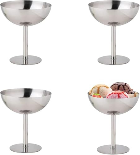 4 Pièces Coupe À Glace En Acier Inoxydable - 200ml Bol À Crème Glacée Coupes À Dessert En Acier Inoxydable, Verre À Champagne En AcierInoxydable Pour Crème Glacée, Dessert, Fruits, Apéritif, Pudding