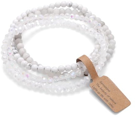 GUSXPPD 4 Stück Edelstein Armband, 4mm Stretch Armbänder, Armband Heilsteine Damen, Perlenarmband, Paar/Freundschafts/Partner Armbänder
