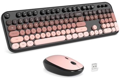 MOFII BlackBerry - Tastiera wireless e mouse combinata, con sfumatura standard, Plug and Play, colorata, 104 tasti, tastiera rotonda USB 2.4 G per Windows/Laptop/Mac/Desktop/PC