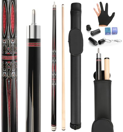 Kmise Pool Cues, Professional Billiard Cue Stick with Hard Case 58 Maple Pool Cue Stick Kit, Pool Sticks for Adults - Perfect for Home Game Rooms, Bars & Billiard Halls