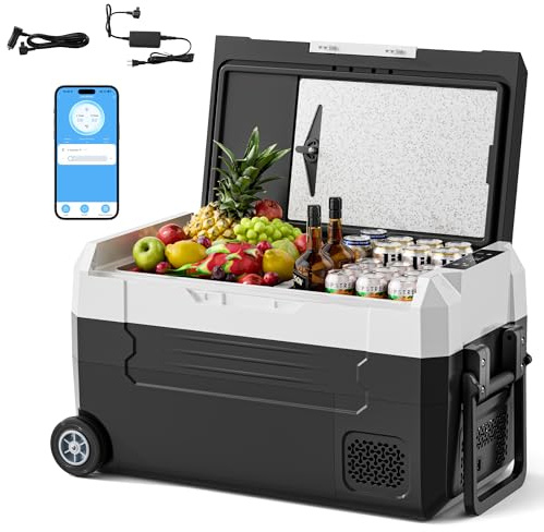 Manastin 12 Volt Refrigerator, 37QT Electric Cooler APP Control | Electric Cooler APP Control, Portable Freezer 12V/24V DC 100-240V AC, Car Fridge for Travel, Camping, Boat