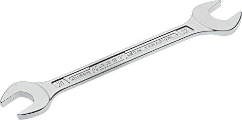 HAZET Doppel-Maulschlüssel 450N-20X22 verchromt, Schlüsselweite: 20 x 22 mm | Maulstellung: 15° | Schaft mit extra stabilem HAZET Doppel-T-Profil | Made in Germany