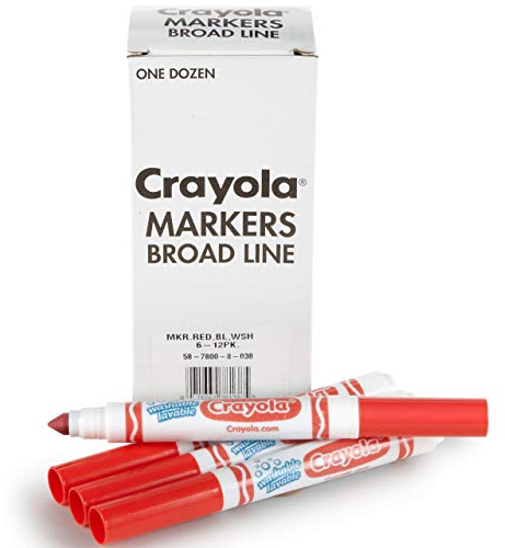 Crayola Washable Markers - Red (12ct), Kids Broad Line, Bulk for Classrooms & Teachers