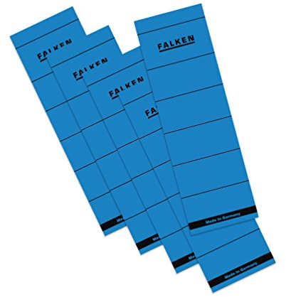 Original Falken 10er Pack Ordner-Rückenschild. Made in Germany. Etiketten 60 x 190 mm selbstklebend für 8 cm breite Ordner blau