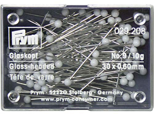 Prym 029208 Glaskopfnadeln, 0,60 x 30mm, weiß, 10g
