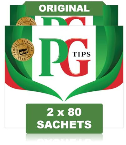 PG Tips | One Cup Tea | Original | Schwarzer Tee | Kreiert für echte Teeliebhaber seit 1930 | Erfrischendster und aromatischster Geschmack | 2er Pack | 2 x 80 Schwarzteebeutel