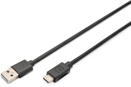 DIGITUS USB 2.0 Kabel – 3 m – USB-A zu Typ-C – 480 Mbit/s | 15W Power Delivery – Verbindungskabel für Computer, Notebooks, Hubs, Smartphones, Tablets – Schwarz