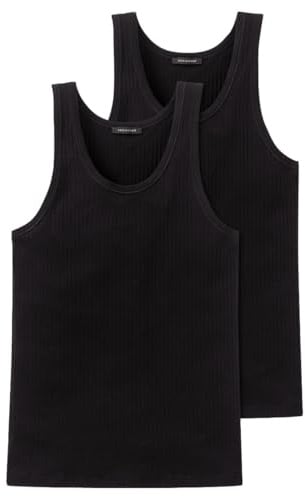 Schiesser Cotton Essentials Authentic Unterhemd -103401-2er Pack (7 Schwarz)