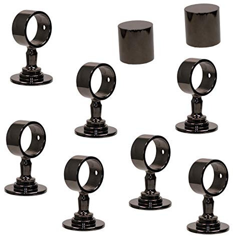 2 Endkappen und 7 Seilträger schwarz verchromt für 30mm Handlaufseil