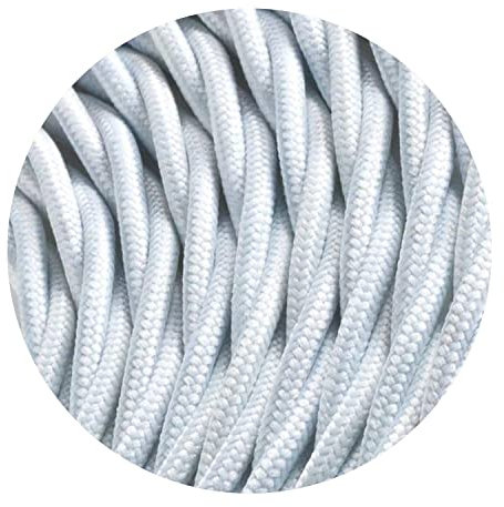 Cavo elettrico tripolare flessibile per lampade, in tessuto di seta intrecciato, stile antico, da 10/5 metri, bianco